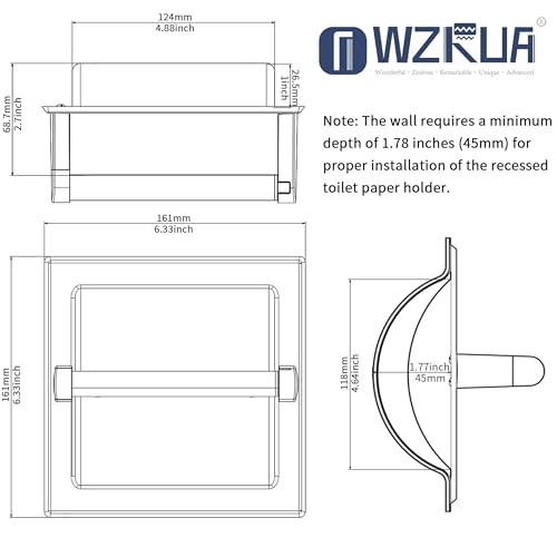 Oil Rubbed Bronze Recessed Toilet Paper Holder,Pivoting Toilet Tissue Holder,Made of SUS304 Stainless Steel, in Wall Toilet Paper Holder with Bracket - color: Oil Rubbed Bronze