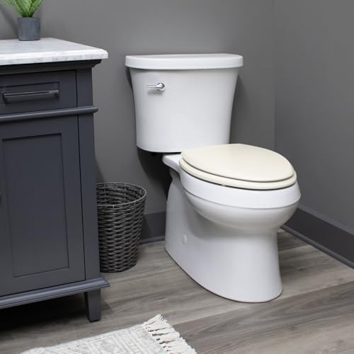 Bemis 500EC Durable Wood Toilet Seat with Easy Clean Hinges, Made in USA, Round, Biscuit - color: Biscuit, size: Round