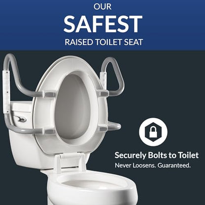 Bemis Assurance 3" Raised Toilet Seat with Handles and Bidet Attachment, Round - size: Round, style: Raised Seat with Handles & Bidet