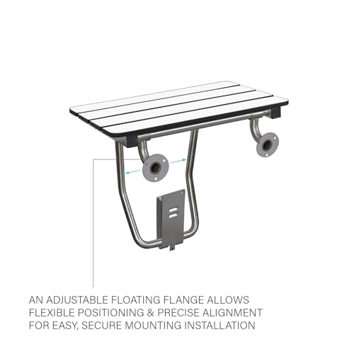 30" x 15" Phenolic White 3” Slats Folding Wall Mount Shower Seat Bench, ADA Compliant - color: White, size: 30"