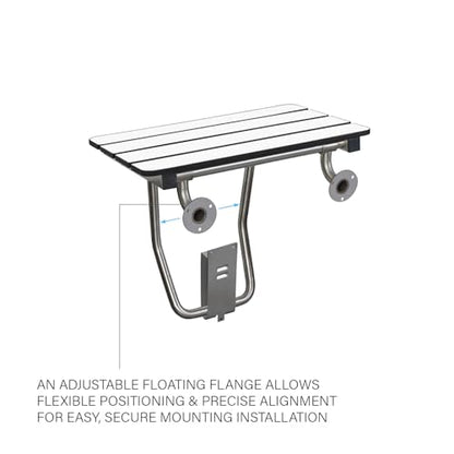 30" x 15" Phenolic White 3” Slats Folding Wall Mount Shower Seat Bench, ADA Compliant - color: White, size: 30"