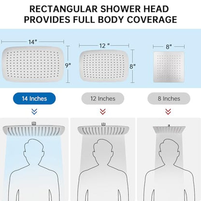G-Promise 14 Inch All Metal Rain Shower Head with Handheld (Brushed Nickel) | Suits Every Height, Pause Mode Diverter, Massage Mode Handheld, Full Body Coverage, Easy to Install, Modern Bath Upgrade - color: Brushed Nickel, size: 14 Inch