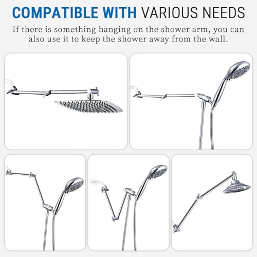 G-Promise 18 Inch Solid Brass Shower Head Extension Arm (Chrome) | Rise or Lower Shower Head, All Metal, Height & Angle Adjustable Extender, Firmly Secure Shower Head, Easy Install - color: Chrome