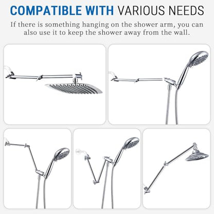 G-Promise 18 Inch Solid Brass Shower Head Extension Arm (Chrome) | Rise or Lower Shower Head, All Metal, Height & Angle Adjustable Extender, Firmly Secure Shower Head, Easy Install - color: Chrome