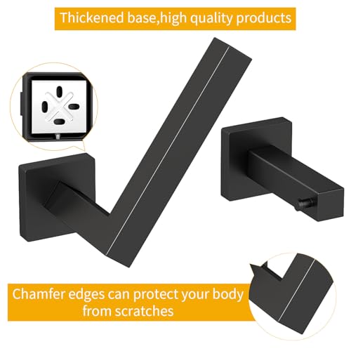 FLE Toilet Paper Holder Wall Mount, Hand Towel Holder Set for Bathroom | Wall Mounted Toilet Paper Holder, Square Bathroom Hardware Set(Black)