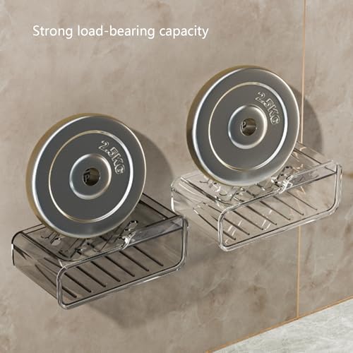 Wall Mount Suction Cup Soap Holder Not Drill Installation Double Layer Drainage Organizers for Bathroom Kitchen Double Layer Drainage Soap Tray