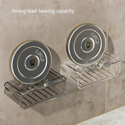 Wall Mount Suction Cup Soap Holder Not Drill Installation Double Layer Drainage Organizers for Bathroom Kitchen Double Layer Drainage Soap Tray