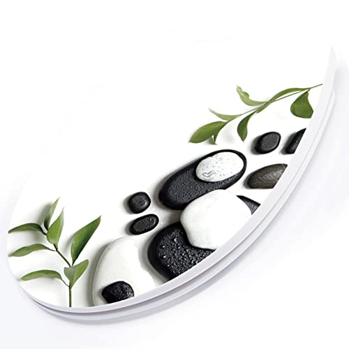 White Plastic Quick Release Toilet Seat - Oval Shape, Top Fixing with Adjustable Hinges, Easy Clean, Seagull and Starfish Design - One Size - color: Black Stone