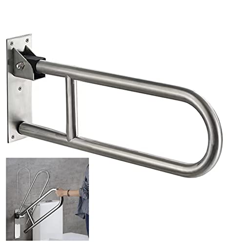 24 Inch Flip Up Toilet Grab Bar, Stainless Steel Bathroom Safety Rail | Wall Mounted Support Bar, Non-Slip Surface, 330LBS Load Capacity, Ideal for Disabled, Elderly, Pregnant Women - style: 24Inch