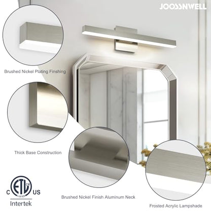 Joossnwell Bathroom Vanity Light, Brushed Nickel Bathroom Light Fixtures | ETL Certificated, 5CCT Dimmable, Modern LED Vanity Lighting Bar, Bathroom Lights Over Mirror 23.62 inch - color: Brushed Nickel, size: 23.62 Inch Long
