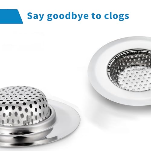 2 Pack Bathtub Drain Strainer, 2.75" Top / 1.75" Basket Stainless Steel Drain Hair Catcher, Perfect for Bathroom Sink Bathtub Vanity Sink Basin Shower Room Balcony Floor Drain (2)
