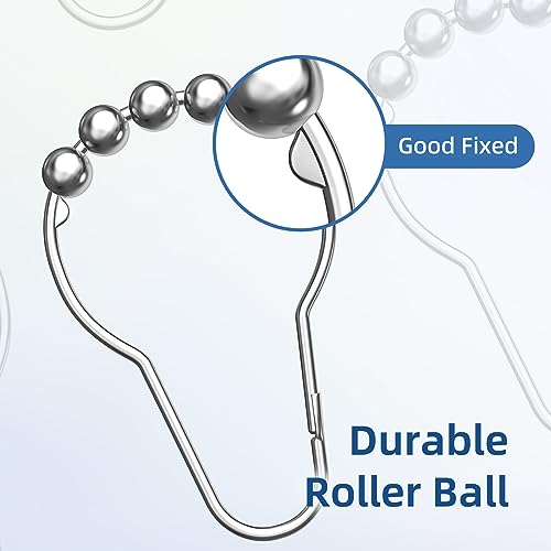 Titanker Shower Curtain Hooks Rings, Rust-Resistant Metal Shower Curtain Hooks for Bathroom Shower Rods Shower Hooks Shower Rings for Curtain - Set of 12, Chrome - color: Chrome
