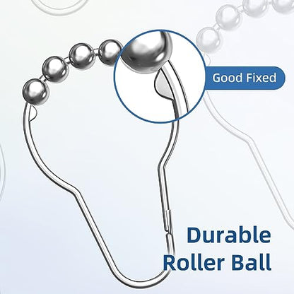 Titanker Shower Curtain Hooks Rings, Rust-Resistant Metal Shower Curtain Hooks for Bathroom Shower Rods Shower Hooks Shower Rings for Curtain - Set of 12, Chrome - color: Chrome
