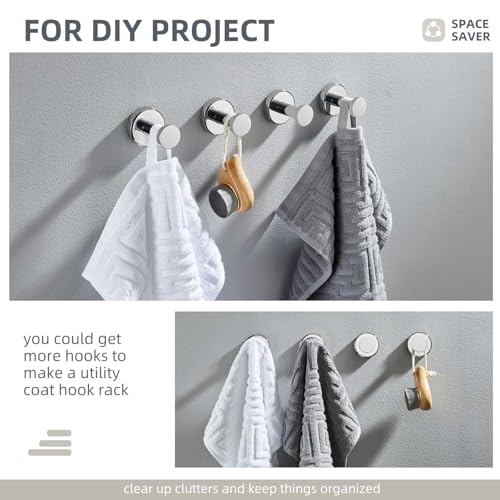 Angle Simple Polished Chrome Bathroom Towel Hook, Coat Towel Holder, 2 Pack | SUS304 Stainless Steel, Kitchen Laundry Robe Wall Hook, Hold Clothes Hat Bag, Screw Mount - color: Polished Chrome, size: 2 Pack