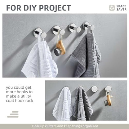 Angle Simple Polished Chrome Bathroom Towel Hook, Coat Towel Holder, 2 Pack | SUS304 Stainless Steel, Kitchen Laundry Robe Wall Hook, Hold Clothes Hat Bag, Screw Mount - color: Polished Chrome, size: 2 Pack
