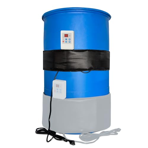 Industrial 55-Gallon Barrel Heater with 0-212℉ Adjustable Thermostat, 1200W Waterproof Drum Heater Blanket for Metal Barrels & Propane Tanks, 24H Timer, UL/FCC Certified Energy-Saving Heating System - size: 5X68.5in