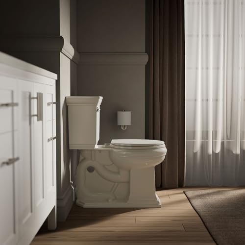 KOHLER K-4775-96 Brevia Round Toilet Seat with Quick-Release Hinges And Quick-Attach Hardware For Easy Clean, Biscuit - color: Biscuit, size: Round