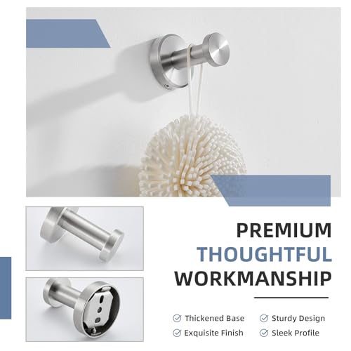 Angle Simple Bath Towel Hook Brushed Nickel, SUS304 Stainless Steel Bathroom Cabinet Closet Clothes Towel Holder, Bathrobe Hanger Wall Mounted - color: Brushed Nickel, size: 1 Pack