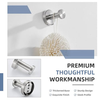 Angle Simple Bath Towel Hook Brushed Nickel, SUS304 Stainless Steel Bathroom Cabinet Closet Clothes Towel Holder, Bathrobe Hanger Wall Mounted - color: Brushed Nickel, size: 1 Pack