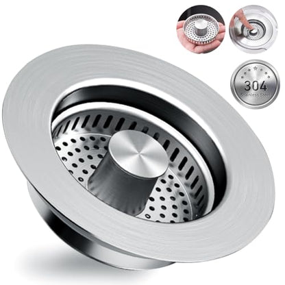3 in 1 Kitchen Sink Drain Strainer [304 Stainless Steel Pop Up] Anti-Clogging Kitchen Sink Drain Stopper Stainless Steel Efficiently Drainage Odor Filter Sink Plug for Us Standard 3-1/2 Inch - style: SUS304 Drain Strainer-1Pack