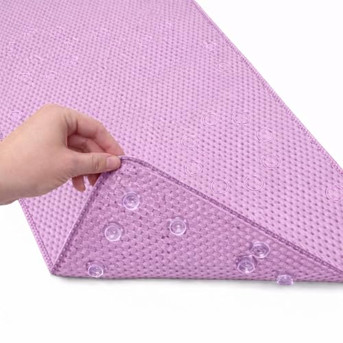Bathtub Mat Non Slip, Bath Mat for Tub Non Slip, Tub Mat Extra Large 36 x 17 in, Bathtub Mat with Suction Cups & Drain Holes, Soft Foam, Machine Washable, Lavender - color: Lavender