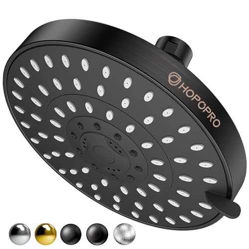 High Pressure Shower Head, HOPOPRO 5-Mode Fixed Showerhead, NBC Recommended | The Washington Post, NBC, Today Recommended, Consumer Reports Tested High Flow Fixed Shower Head (6 Inch Oil Rubbed Bronze) - color: Oil Rubbed Bronze Modern, style: 6 Inch Mode