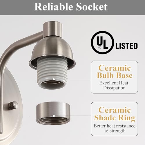 Mecgirn Stainless Steel Bathroom Vanity Light Over Mirror, 1 Light Brushed Nickel Bathroom Light Fixtures with Textured Glass Shades, Modern Vanity Lighting Wall Mount - color: Brushed Nickel, size: 1 Light