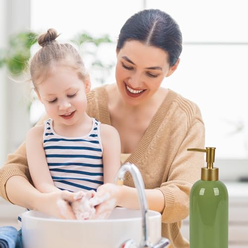 Natheeph Soap Dispenser for Bathroom/Kitchen Fill Hand Soap/Dish Soap,14OZ | Soap Pump Dispenser Bottle, Ceramic Soap Dispenser Refillable Shampoo/Lotion/Liquid/Detergent for Bathroom/Kitchen, Green - color: Green