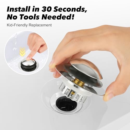 Universal 3-in-1 Bathtub Drain Stopper with Hair Catcher, 1.45-1.8 inch (2, Sliver)