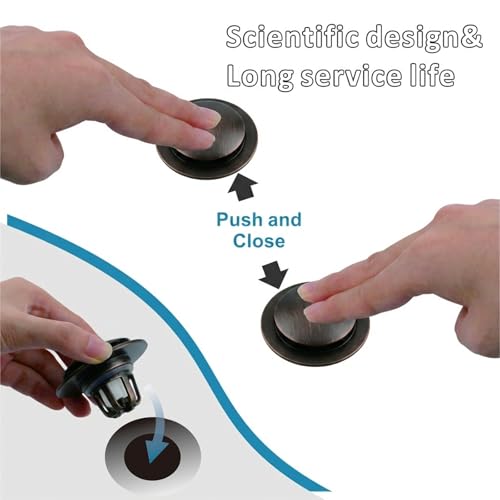 WELSAN Oil Rubbed Bronze Bathroom Sink Drain Stopper 1 1/8"-1 1/2", 2 Pack | Bathroom Sink Stopper Replacement, Universal Pop-Up Drain Stopper Plug Strainer with Hair Catcher, Anti-Clogging Design - color: Oil Rubbed Bronze-2
