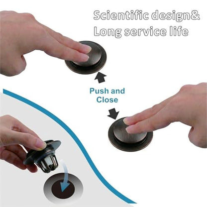WELSAN Oil Rubbed Bronze Bathroom Sink Drain Stopper 1 1/8"-1 1/2", 2 Pack | Bathroom Sink Stopper Replacement, Universal Pop-Up Drain Stopper Plug Strainer with Hair Catcher, Anti-Clogging Design - color: Oil Rubbed Bronze-2