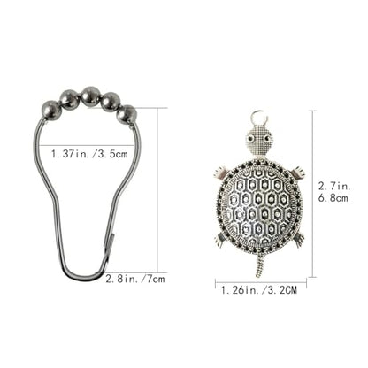 Sea Turtles Shower Curtain Hooks Decorative Rings for Bathroom Ocean Beach Bath Decor Rust Proof Stainless Steel Shower Curtain Hanger,Pack of 12 (Silver) - size: Sea turtle