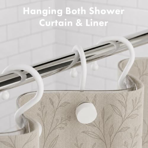Bathway Plastic Shower Curtain Hooks, 12 Pcs, White, Decorative Hooks | Waterproof, Rust-Proof, Sturdy, Wear-Resistant, Drop-Proof, Multifunctional, Easy to Install, Classic and Attractive - color: White