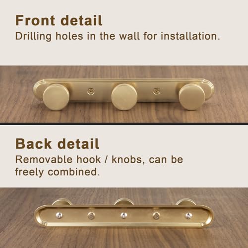 Goo-Ki 1 Pack Champagne Bronze Coat Rack Wall Mount Heavy Duty, Towel Rack Zinc Alloy Coat Hooks Wall Mounted for Hanging Bag Hat Clothes - color: Champagne Bronze, size: 3 Hooks