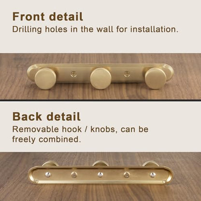 Goo-Ki 1 Pack Champagne Bronze Coat Rack Wall Mount Heavy Duty, Towel Rack Zinc Alloy Coat Hooks Wall Mounted for Hanging Bag Hat Clothes - color: Champagne Bronze, size: 3 Hooks