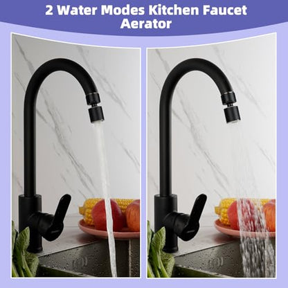Hibbent NSF/ANSI/CAN 61 Certified Faucet Aerator, 360 Degree Swivel Kitchen Sink Aerator, CUPC Certification Dual-function Sprayer Faucet Replacement Part 55/64 Inch Female Thread - Matte Black - color: Matte Black