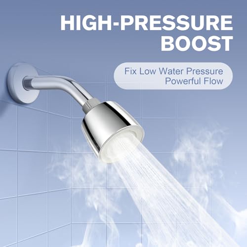 High Pressure Fixed Showerhead with Patented Dual-Sided Flip Reverse Flush, Flip Faceplate to Clear Clogs or Switch Modes, Anti-Leak, Adjustable Swivel Joint, 4 Modes Total, Chrome