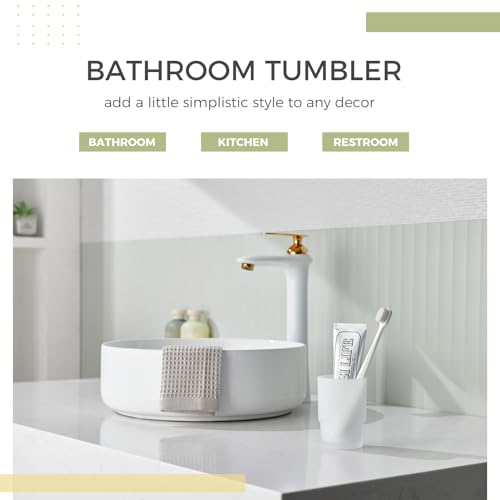 Aomasi Glass Bath Rinse Cup for Bathroom Sink, Frosted White Toothbrush Cup | Thickened Substantial Glass, Modern Bathroom Tumbler Cup for Daily Drinking Water, Easy to Clean, Cabinet Small Items Storage - color: Frosted White