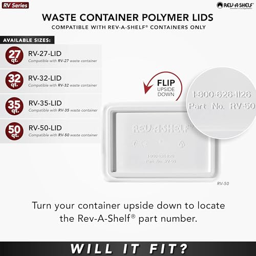 Rev-A-Shelf 35 Qt Under Sink Garbage Can Lid for Base Kitchen and Bathroom Cabinet, Replacement Plastic Trash Bin Lid Only, White, RV-35-LID-1 - color: White, size: 35 QT