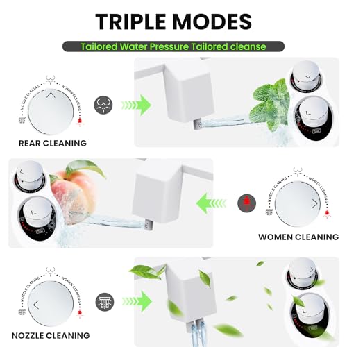 RV Bidet Toilet Seat Attachment, RV Bidet for Camper Toilet with Dual Nozzles, Self/Rear/Front Cleaning, Non-Electric, Adjustable Water Pressure, Fresh Water (Chrome Knob) - color: Chrome