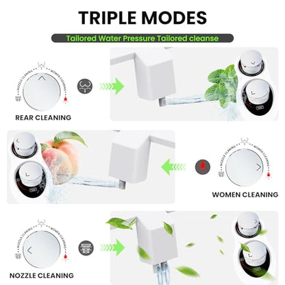 RV Bidet Toilet Seat Attachment, RV Bidet for Camper Toilet with Dual Nozzles, Self/Rear/Front Cleaning, Non-Electric, Adjustable Water Pressure, Fresh Water (Chrome Knob) - color: Chrome