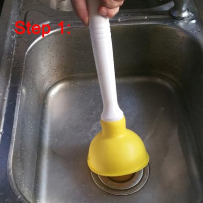 NewFerU Drain Plunger, Small 4-Inch Sink Clog Remover, Mini Hand Unclogger | Rubber Cup Plumber Helper, Force Tiny Compact Tool with 9 inch Short Handle for Kitchen Bathroom, Toilet, Shower, Bath Tub - color: Yellow