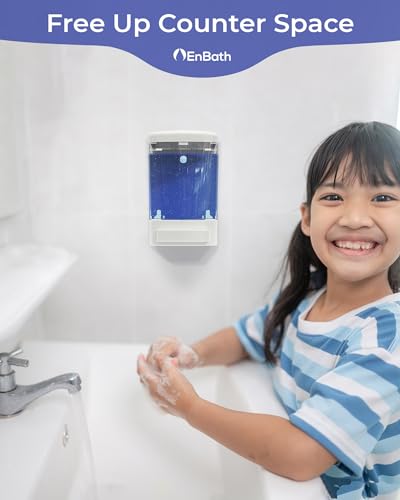 Commercial Soap Dispenser Wall Mount for Bathroom (2-Pack), Wall Mounted Hand Soap/Sanitizer Dispenser for Home or Business (White), by EnBath - color: White