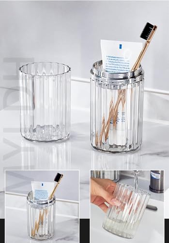Large Toothbrush Travel Case 2 in 1 Toothbrush Holder and Rinse Cup | Dustproof Cover, Thickened, Premium PET Material, BPA-free, Large capacity, Perfect for Travel, Cruises, Hotels, Stay Over - color: Clear