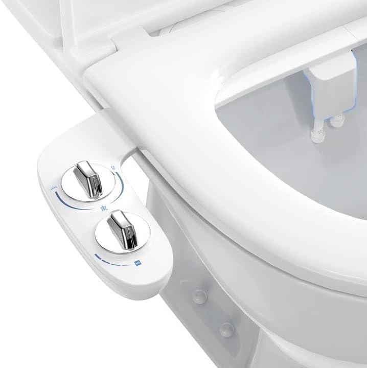 Bidet Toilet Attachment, Non-Electric Dual Nozzle Self-Cleaning Sprayer, Adjustable Cold Water Pressure, Portable Hygiene Solution for Women, Elderly, Postpartum Care, Bathroom Cleaning Aid - color: White+Blue