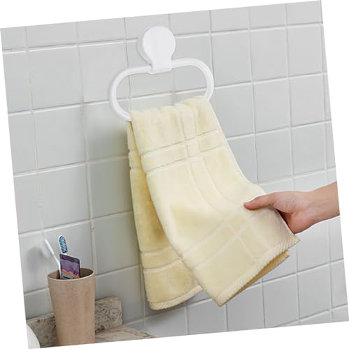 SHINEOFI 2Pcs Adhesive Hand Towel Ring No Drill Towel Holder for Bathroom and Kitchen Durable Wall Mounted Towel Rack Easy Install Towel Shelf Space Saving Design