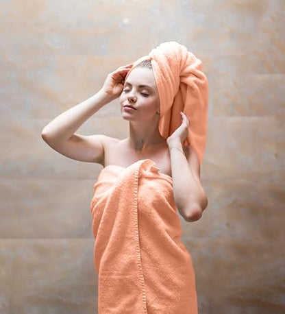 Ocean Towel Set for Bathroom 100% Luxury Cotton Bath Towels Set of 8 (2 Bath Towel and 2 Hand Towel & 4 Wash Cloth) - Peach Soft Towels Bathroom 600 GSM Double Stitched for Durability - color: Peach