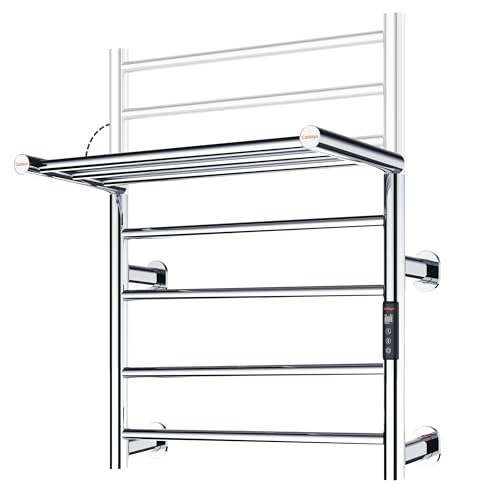 Heated Towel Rack Foldable Smart Dual-Zone APP No-Drill Chrome CA3 - color: Chrome, size: Pro-7Bar H27.56 x W21.65