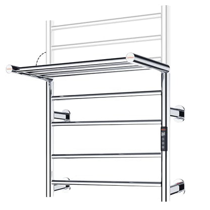 Heated Towel Rack Foldable Smart Dual-Zone APP No-Drill Chrome CA3 - color: Chrome, size: Pro-7Bar H27.56 x W21.65