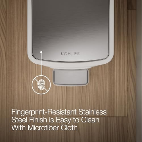 Kohler 6 Liter (1.5 Gallon) Stainless Steel Step Trash Can, White - color: White Stainless Steel, size: 1.6 Gallon - Step Can